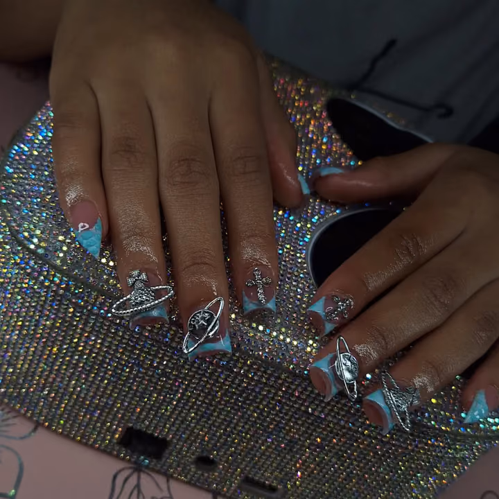 Charm Placement, Nail Extensions, French Manicure — nail work by Nail Your Occassion
