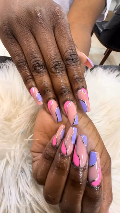 Chrome, Color Blocking, Negative Space — nail work by Shark Nail Bar