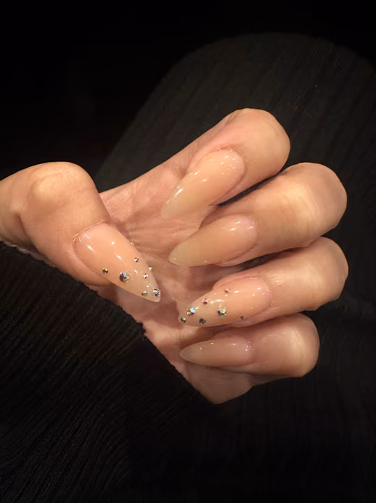 Crystal Placement, Structured Gel — nail work by Nails By Yoko.