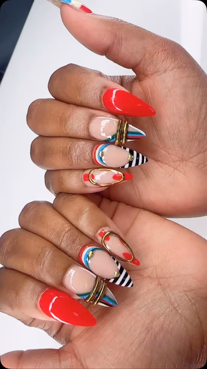 Encapsulation, Geometric Art, Line Art, Stiletto — nail work by GT NAILS Duluth, Ga
