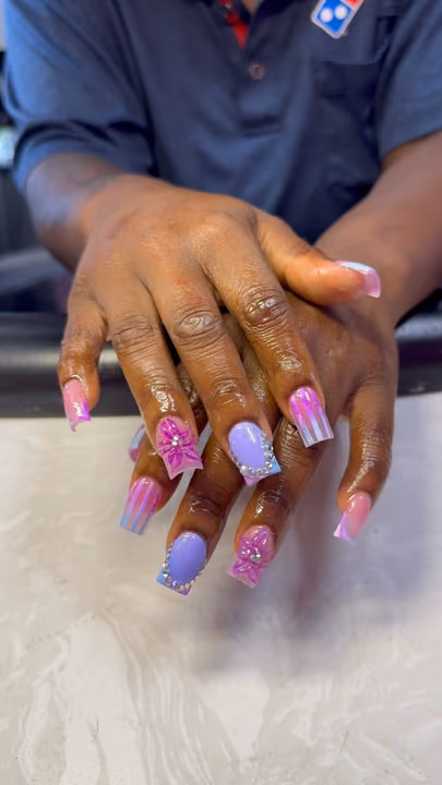 3d Sculpting, Ombre, Rhinestone Placement — nail work by ATLANTAS #1 LICENSED NAIL SALON