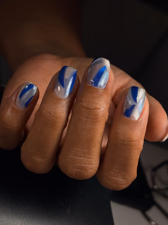 Abstract Art, Cat Eye, Hand Painting, Magnetic Gel — nail work by Sofía Nails Artist