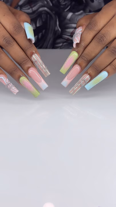 3d Sculpting, Airbrush, French Manicure, Extreme Length — nail work by Yesit Nails