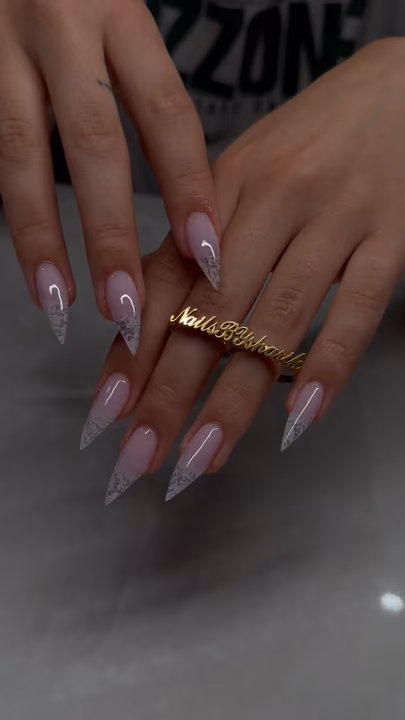 Apex Building, Lace Art, Line Art, Stiletto — nail work by Nails By Sharik